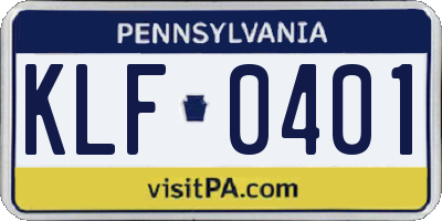 PA license plate KLF0401