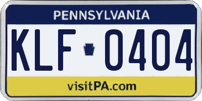 PA license plate KLF0404