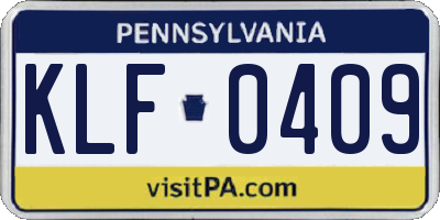 PA license plate KLF0409