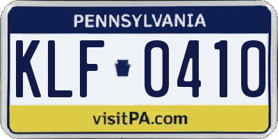 PA license plate KLF0410