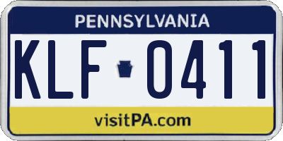 PA license plate KLF0411