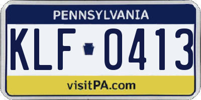 PA license plate KLF0413