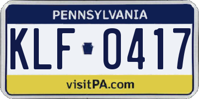 PA license plate KLF0417