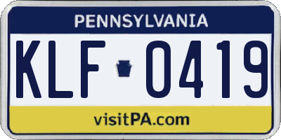 PA license plate KLF0419