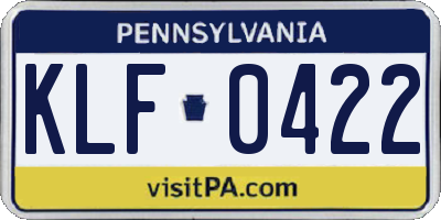 PA license plate KLF0422