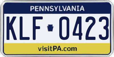 PA license plate KLF0423