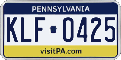 PA license plate KLF0425