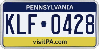 PA license plate KLF0428