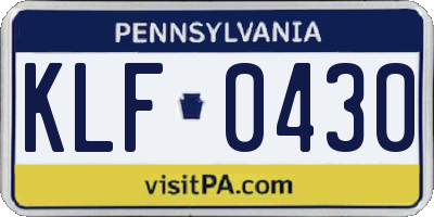 PA license plate KLF0430