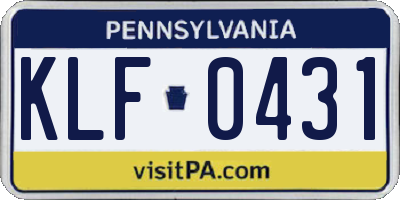 PA license plate KLF0431