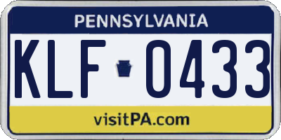 PA license plate KLF0433