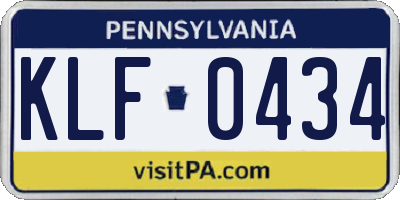 PA license plate KLF0434