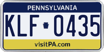 PA license plate KLF0435