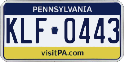 PA license plate KLF0443