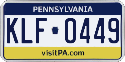 PA license plate KLF0449