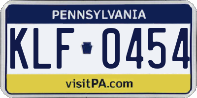 PA license plate KLF0454