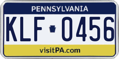 PA license plate KLF0456
