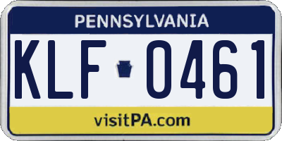 PA license plate KLF0461