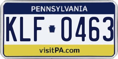 PA license plate KLF0463