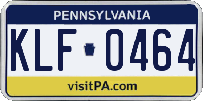 PA license plate KLF0464