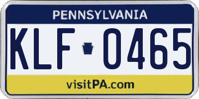 PA license plate KLF0465