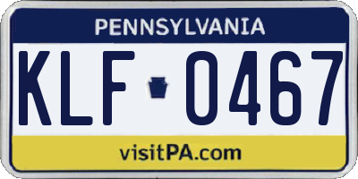 PA license plate KLF0467