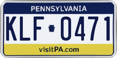 PA license plate KLF0471