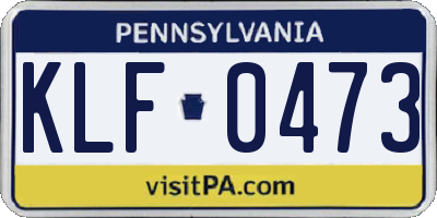 PA license plate KLF0473