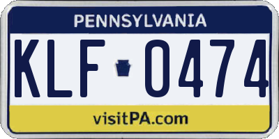 PA license plate KLF0474