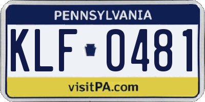PA license plate KLF0481