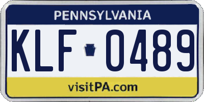 PA license plate KLF0489