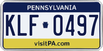 PA license plate KLF0497