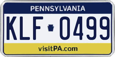 PA license plate KLF0499