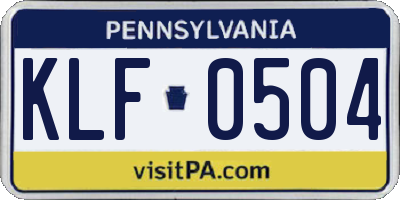 PA license plate KLF0504