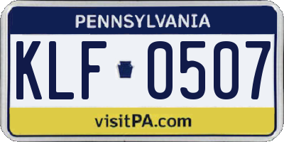 PA license plate KLF0507