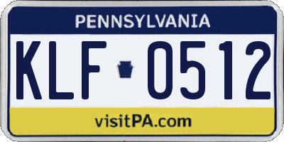 PA license plate KLF0512
