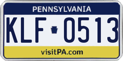PA license plate KLF0513