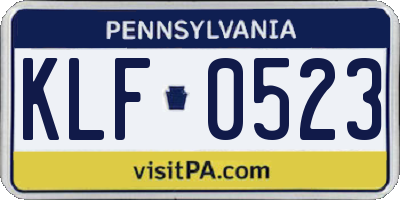 PA license plate KLF0523