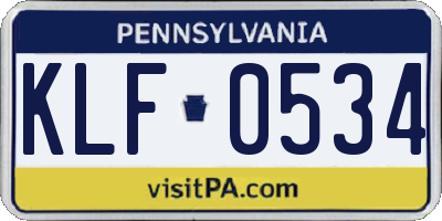 PA license plate KLF0534