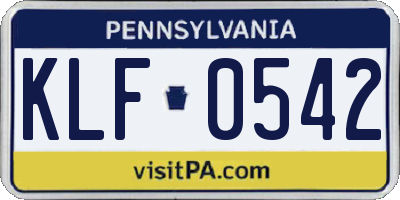 PA license plate KLF0542
