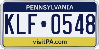 PA license plate KLF0548