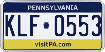 PA license plate KLF0553