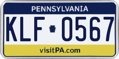 PA license plate KLF0567