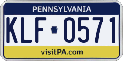 PA license plate KLF0571