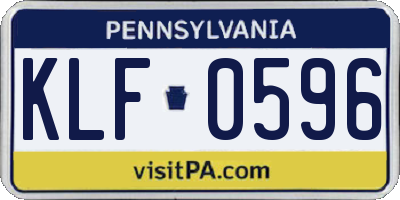 PA license plate KLF0596
