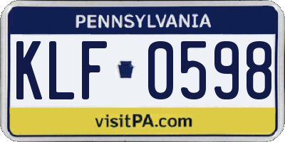 PA license plate KLF0598