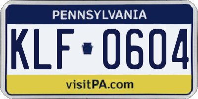 PA license plate KLF0604