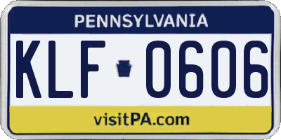 PA license plate KLF0606