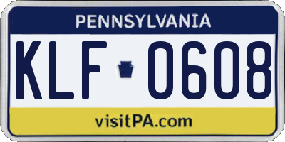 PA license plate KLF0608