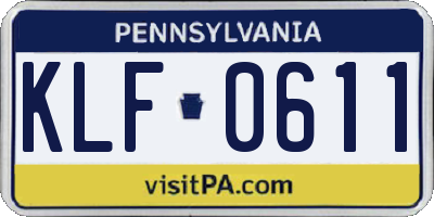 PA license plate KLF0611
